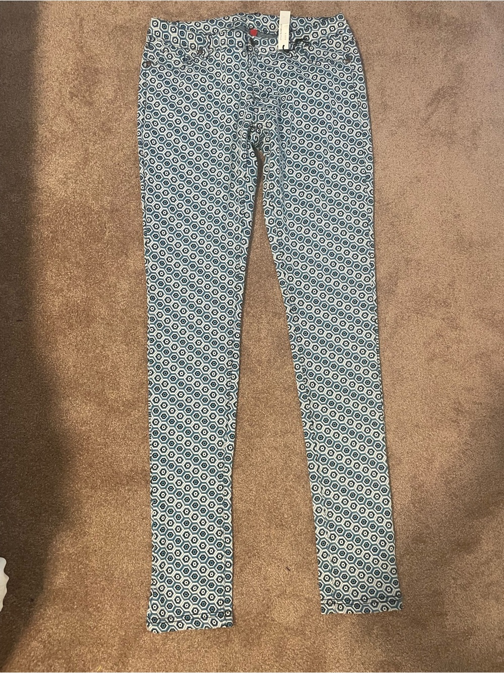 HL Affair Blue Geometric Skinny Jeans